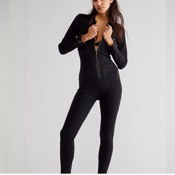 Pants - Free People Lennox Skinny Fit Denim Jumpsuit